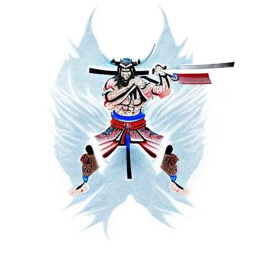 Samurai Fighting A Demon Oni