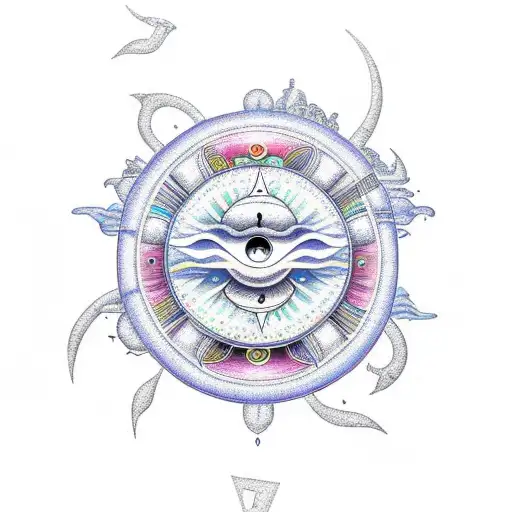 An Intricate Music Note Design Incorporating Sun And Moon Elements