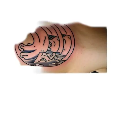 A Tattoo Of A Car On A Person's Arm