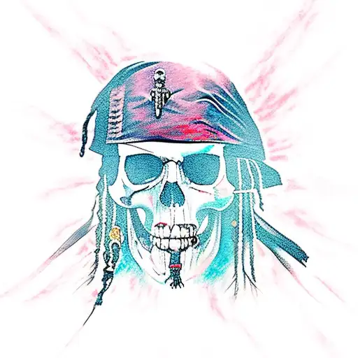 Jack Sparrow Skull With A Ghost Pirate Ship Surrounding Him