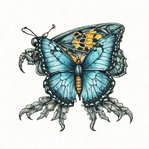 Blue Butterfly Perched On A Scorpion Crawling