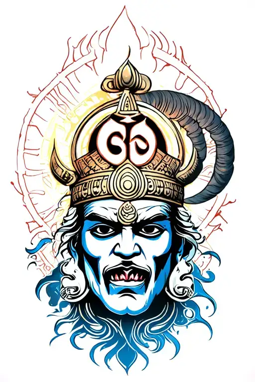 Trishul With Swastik Symbol And Dangerous Look