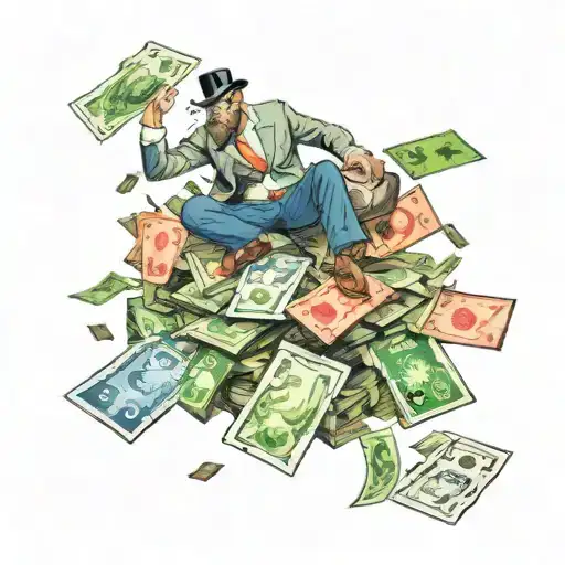 An Entrepreneur Climbing A Mountain Of Money With A Gambling Theme