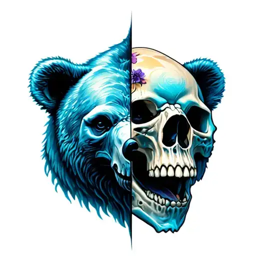 Bear With Half Skull