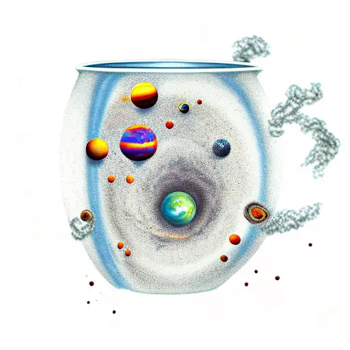 Coffee Mug Spilling Out Space And Planets
