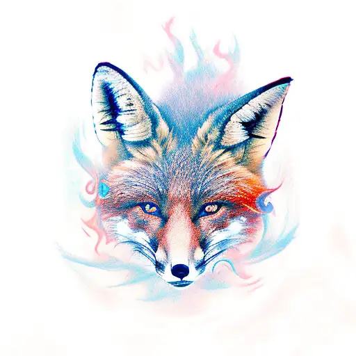 Weird Fox With Swirling Flames