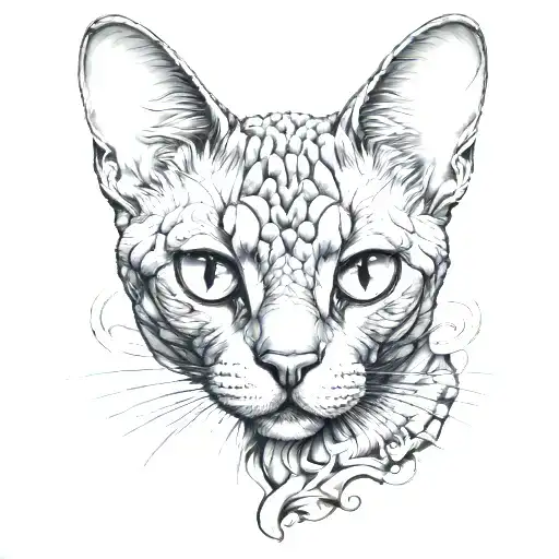 Devon Rex Cat Face Black Grey