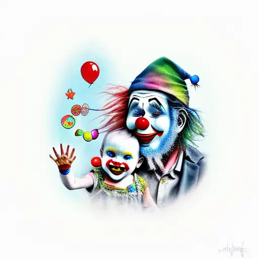 Hobo Clown With Daughter Clown
