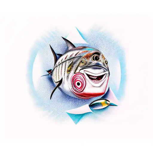 Tuna Fish With Acient Writing Around It