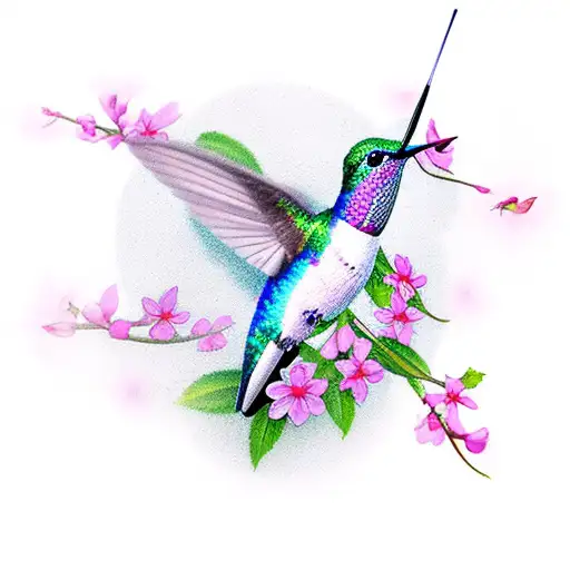 Hummingbird With Cherry Blossoms