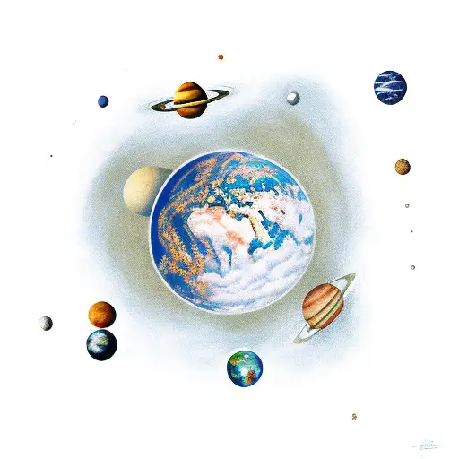 Astronaut Floating Through The Solar System