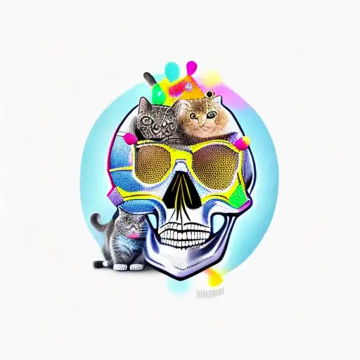 Skull With Cats