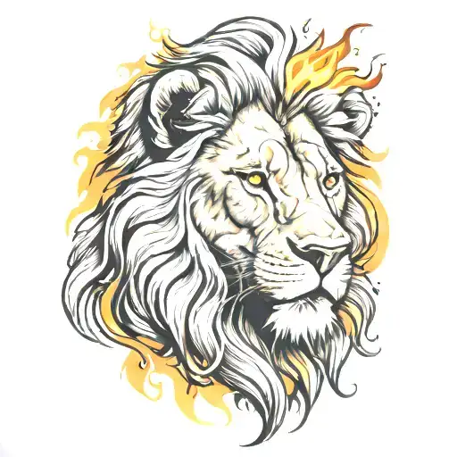 An Angey Lion With Flame