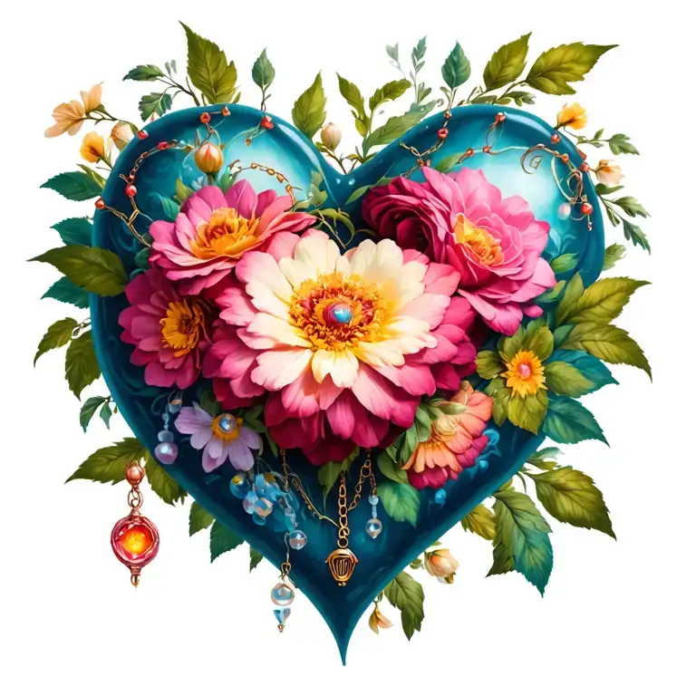 Rosary Flowers Heart Realism