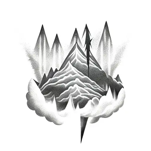 Wizard Summoning Lightning In Distance On Mountain