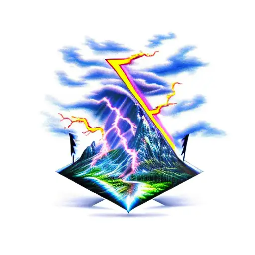 Wizard Summoning Lightning In Distance On Mountain