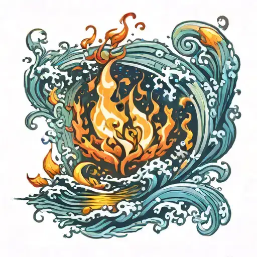 Water Flames Stencil Art
