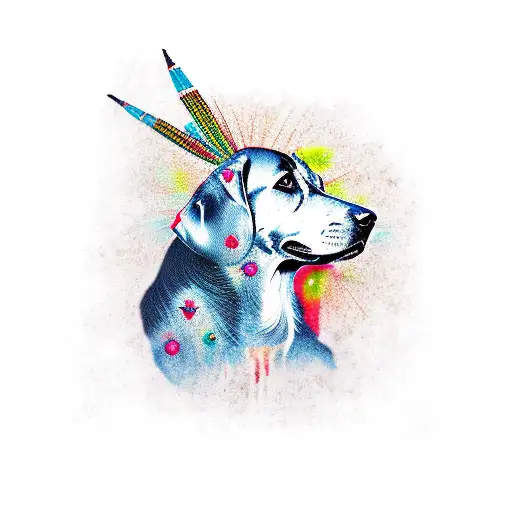 Black Labrador With Indian Plume