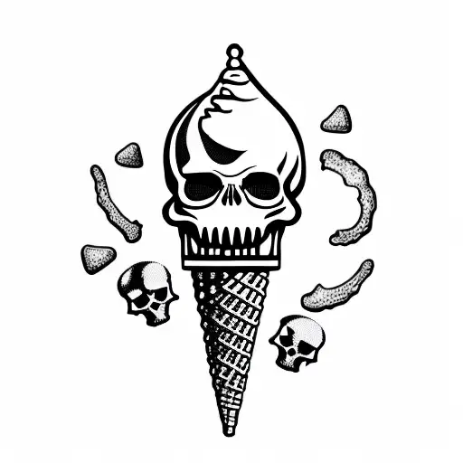Ice Cream Cone With A Poison Skull And Crossbones Instead Of Ice Cream