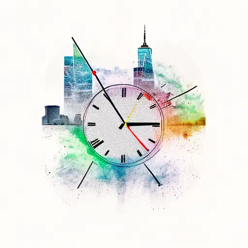 Broken Clock With Nyc Skyline