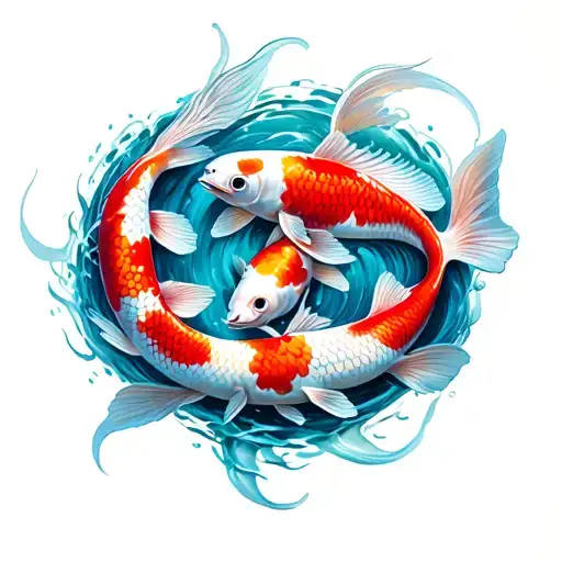 4 Koi Fish Swimming Up Forearm