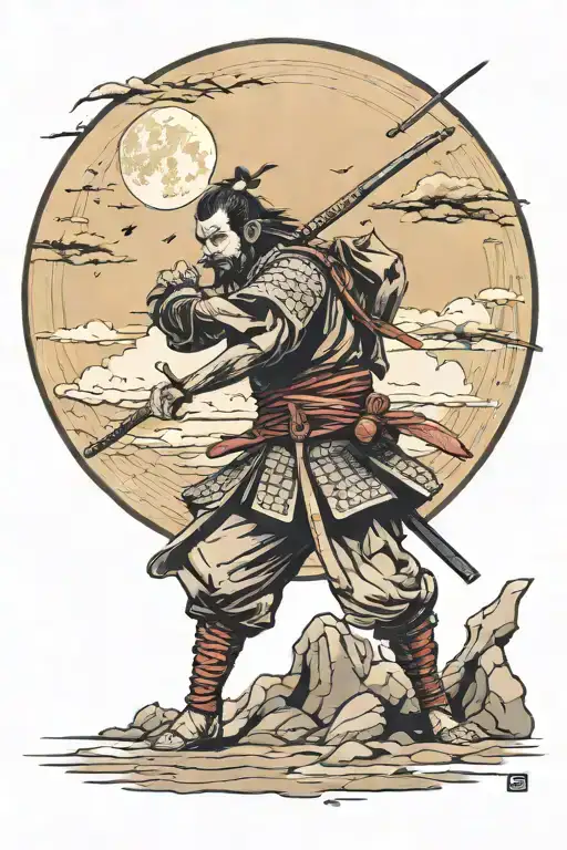 Samurai In A Constant Struggle With Himself And The Moon