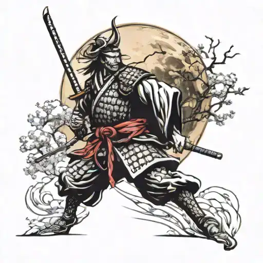 Samurai In A Constant Struggle With Himself And The Moon