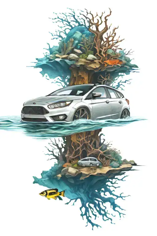 Ford Focus Sunken In Ocean With Reefs Forming