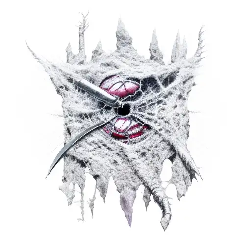 A Surreal Dagger Wrapped Around A Menacing Cobweb