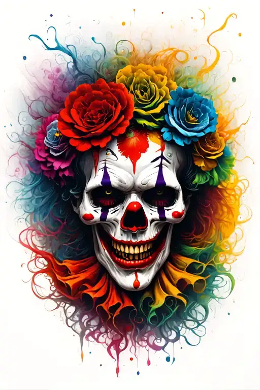 Death Clown Face Scary Skull