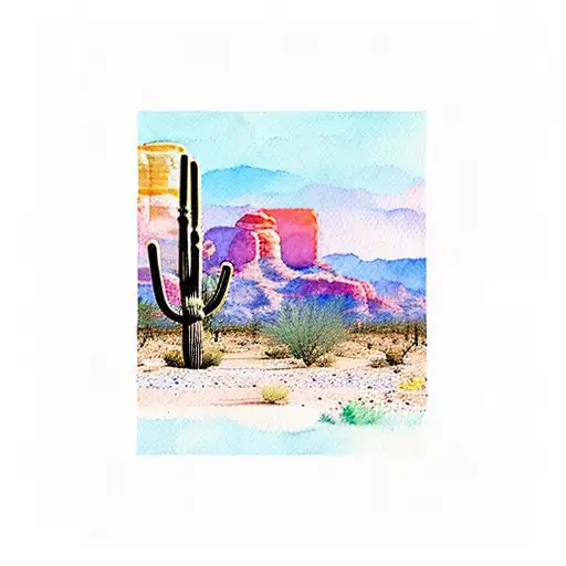 Arizona Desert Scene In Watercolor