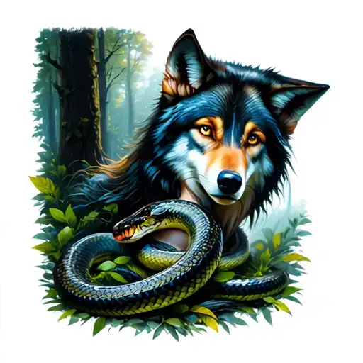 Snake Girl Wolf Forest