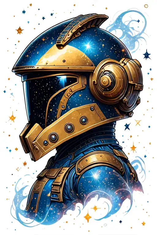 Warhammer 40K Space Marine Helm Surrounded By Constellations