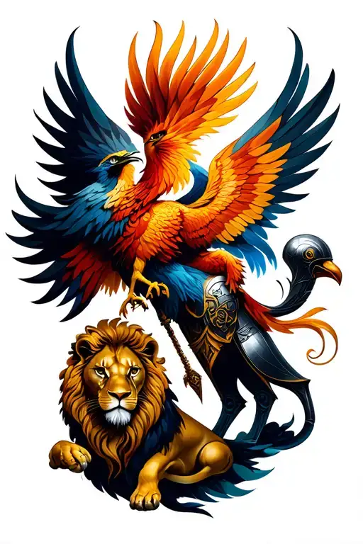 A Lion And A Phoenix Combined With A Knight Something From The Saints