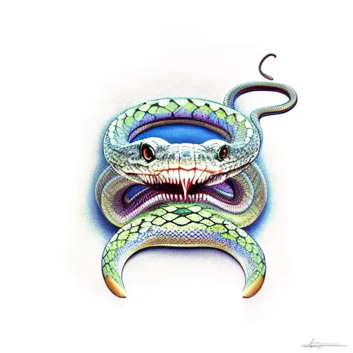 A Snake Trying To Eat A Swallow
