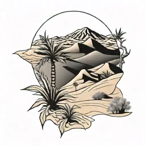 Line Desert Sahara Desert With Leave