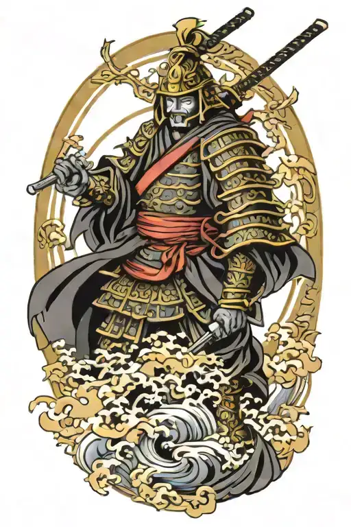 Black Color With Gold Trim Samurai