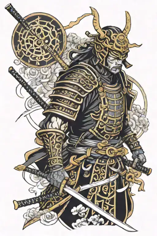 Black Color With Gold Trim Samurai