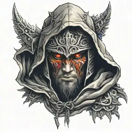 Hooded Warrior With Glowing Eyes