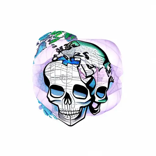Hourglass Skull World Map Compas