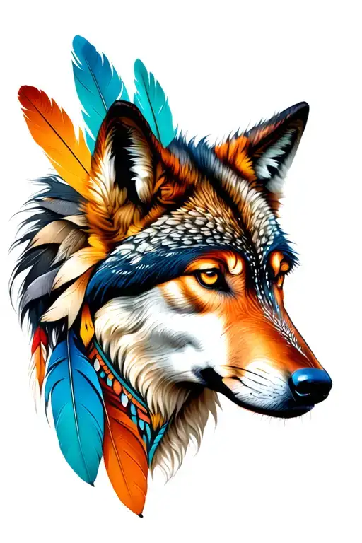 Wolf Native American Feather