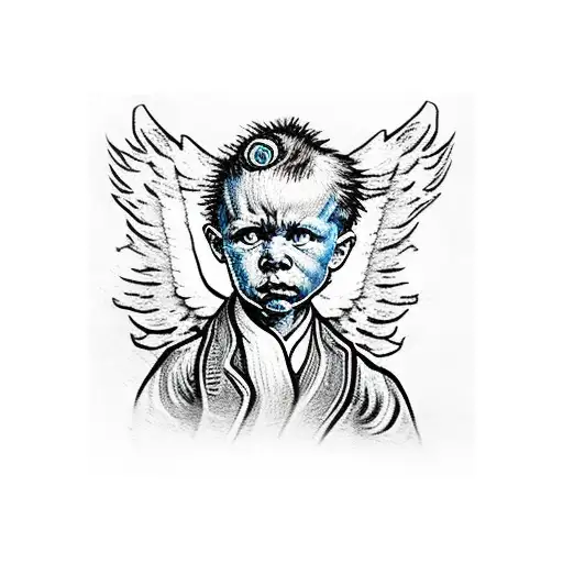 Angel Statue Starry Night Van Gogh Background