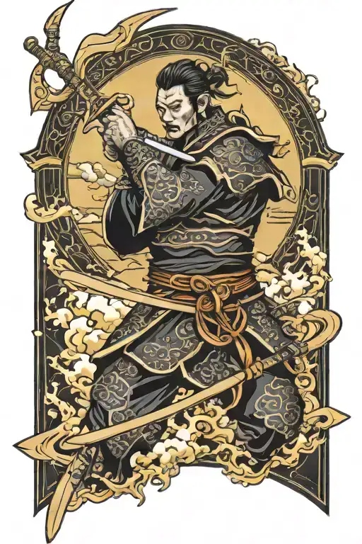 Black Color With Gold Trim Samurai