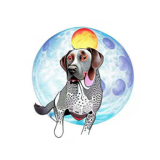 German Shorthaired Pointer Pointing Tat The Moon