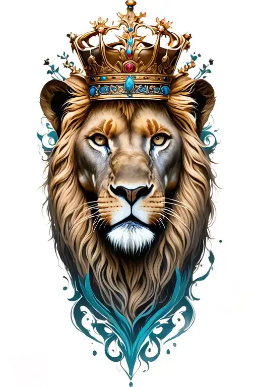 Crowned Lion Face Crowned Lioness