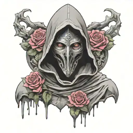 Hooded Warrior Surrounded By Roses