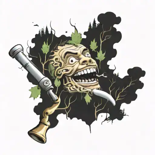 Crack Pipe Laughing Surrounded By Forest Drugs