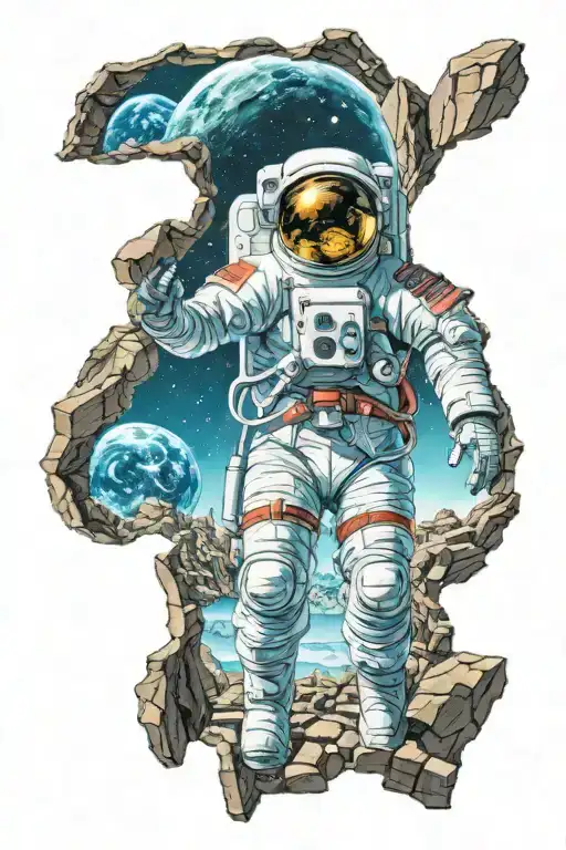 Astronaut Exploring Ancient Ruins