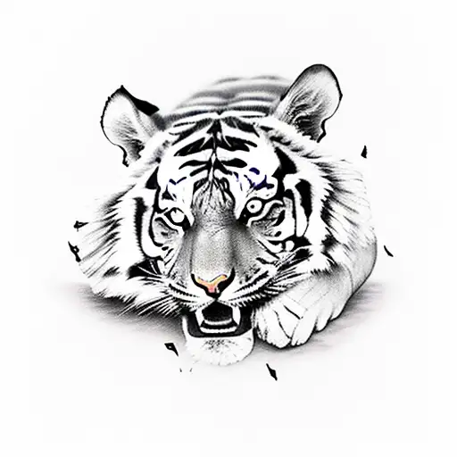 Tiger With Rose And Battle Scars