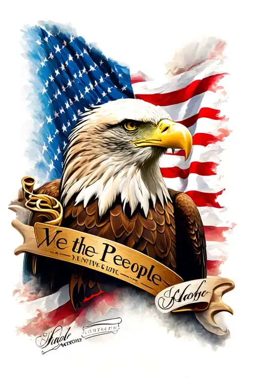 Bald Eagle American Flag We The People